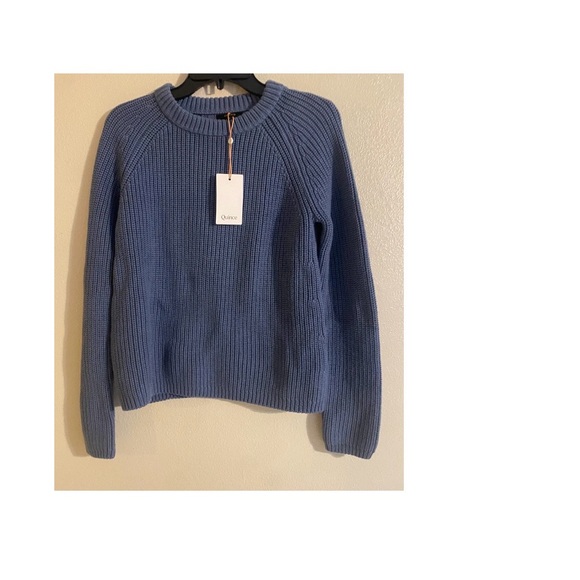 Quince Sweaters - Quince Wm’s Fisherman Crew Neck Sweater- Glacier/Blue/ 100% Organic Cotton.